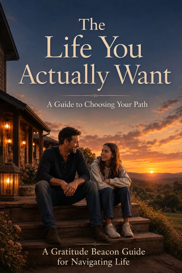 The Life You Actually Want - Front Cover, a Gratitude Beacon Life Guide